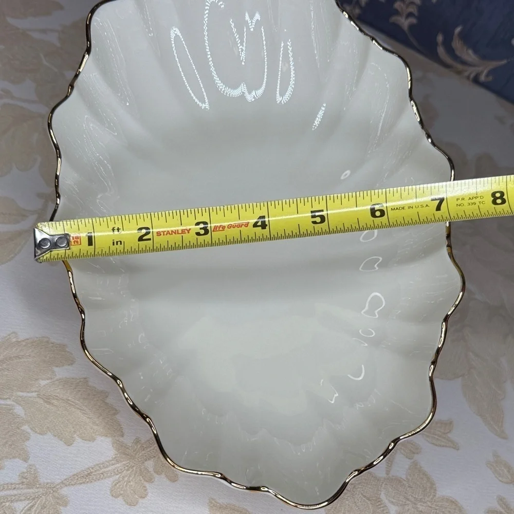 Vintage Lenox Symphony Bowl: Ivory Scalloped Serving Dish with Gold Trim